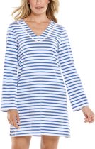 Coolibar - UV-werende strandjurk voor dames - Samoa Cover-Up - Blauw/Wit - maat L