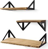 Comforder Zwevende Wandplank Set - 3 Stuks - Lengte: 25/33/42 cm - Hout/Metaal