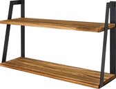 LifeGoods Industriële 2-Laags Wandplank - Zwevend - Rustiek - 41cm - Hout/Metaal - Zwart/Bruin