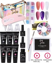 Miss Jules® Complete Polygel Kit - Polygel Nagels Starterspakket - 6 Kleuren - Perfecte Combinatie Gellak & Acryl - Incl. UV LED Lamp & Klemmetjes