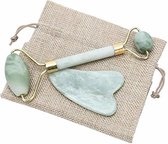 Comize Jade Roller Gezichtsmassage Roller - met Gua Sha Schraper - Groen