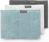 Brabantia Sponsdoekjes microvezel 16 x 22 cm, set van 3 - Dark Grey / Light Grey / Mint